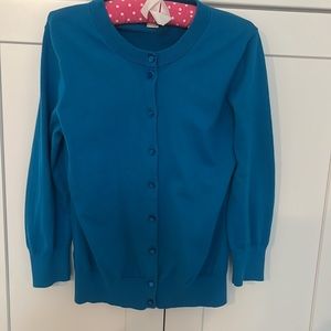 JCrew SizeS Bright Blue Cardigan with 3/4 Sleeves